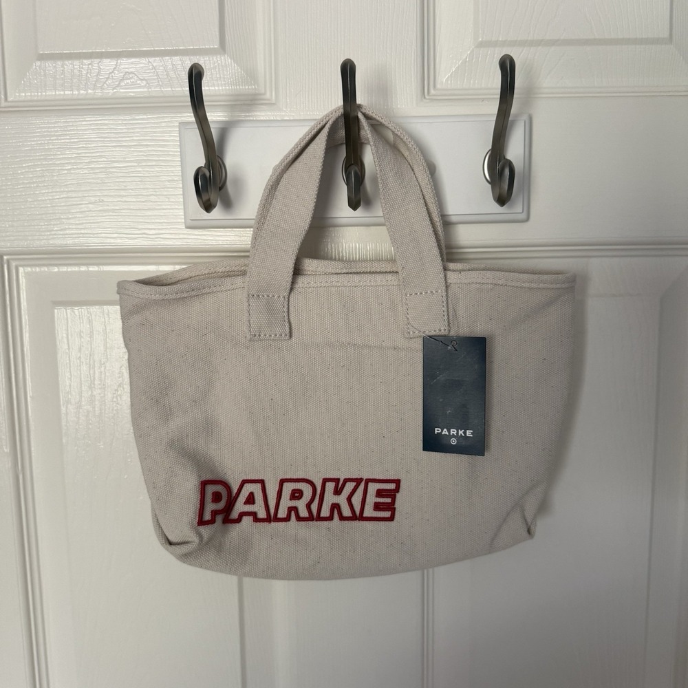 Parke x Target Mini Canvas Tote Bag Handbag Purse Beige Red NWT Sold Out - Picture 11 of 11